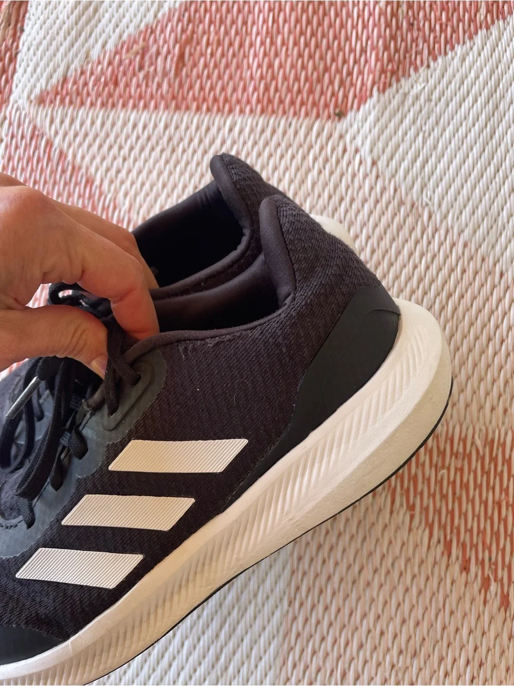 adidas Black Running Shoes with White Stripes